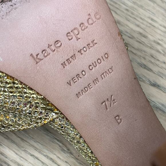 kate spade ♠️ new york Briana Platform Block Heel Gold Glitter Heels Women’s 7.5 - Picture 10 of 10